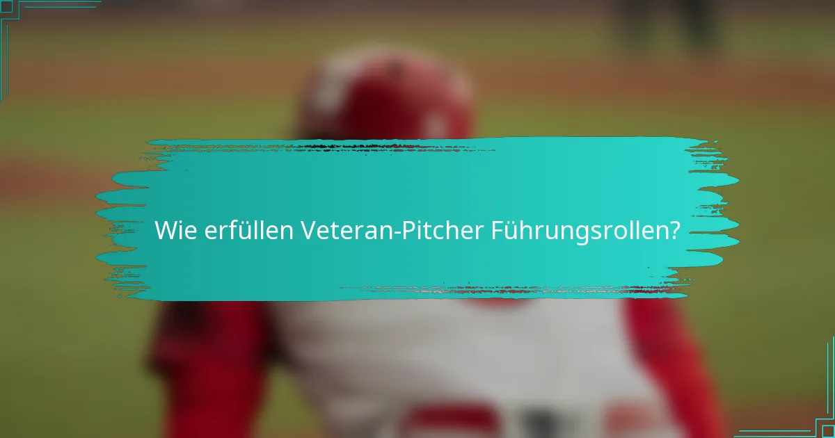 Wie erfüllen Veteran-Pitcher Führungsrollen?